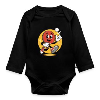 Table Tennis Cartoon Design - Baby Bio-Langarm-Body - Schwarz - Vorne