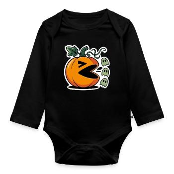 Conception de jeu de citrouille d’Halloween - Body Bébé bio manches longues - noir - Devant