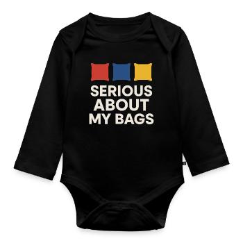 Cornhole Refere Offizielles Schiedsrichter - Baby Bio-Langarm-Body - Schwarz - Vorne
