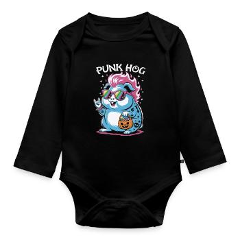Déguisement de cochon d’Inde hamster punk - Body Bébé bio manches longues - noir - Devant
