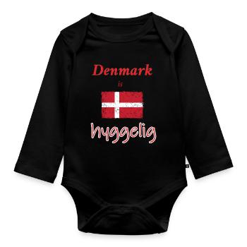 Hygelige Denmark Flag Illustration - Baby Bio-Langarm-Body - Schwarz - Vorne