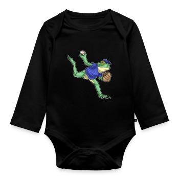 Frog Baseball Gant de baseball - Body Bébé bio manches longues - noir - Devant