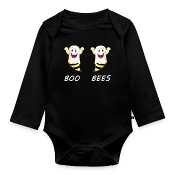 Boo Bees Halloween Couple - Organic Longsleeve Baby Bodysuit - black - Front