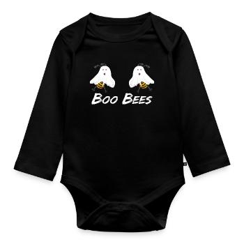 Boo Bees Halloween - Organic Longsleeve Baby Bodysuit - black - Front