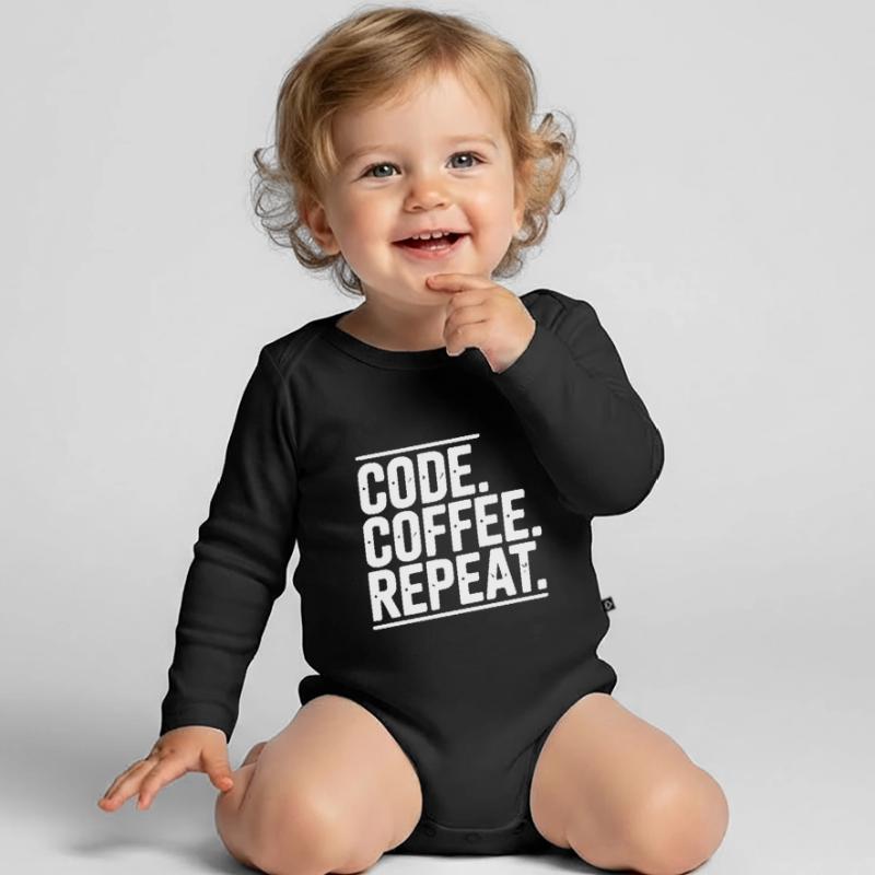 Code Coffee Repeat Body Bébé bio manches longues