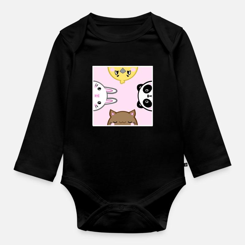 Animaux mignons - Body Bébé bio manches longues - noir
