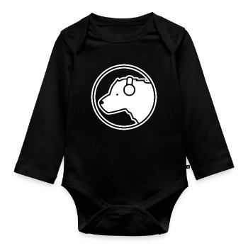 Eisbär DJ – Musik, Polar & Coolness-Faktor - Baby Bio-Langarm-Body - Schwarz - Vorne