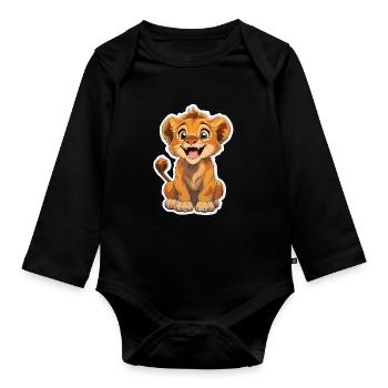 Lion - Body Bébé bio manches longues - noir - Devant