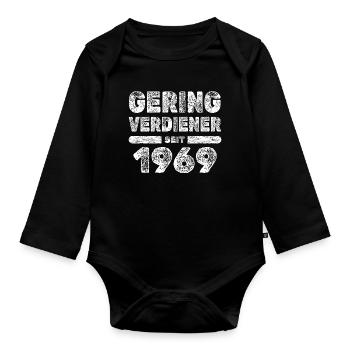 Personnes à faible revenu 1969 - Body Bébé bio manches longues - noir - Devant