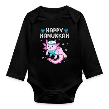 Hanukah Chanukkah Hanukkah - Organic Longsleeve Baby Bodysuit - black - Front