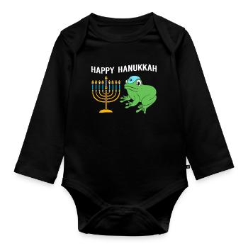 Hanukkah Hanukah Hanukkah Frog - Organic Longsleeve Baby Bodysuit - black - Front