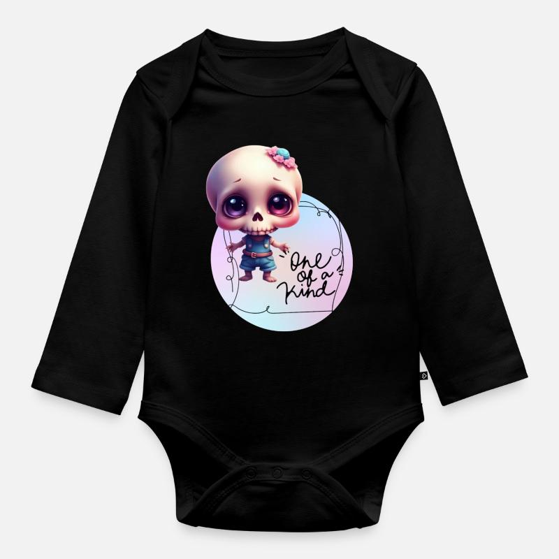 Skeleton "Unique" - Organic Longsleeve Baby Bodysuit - black