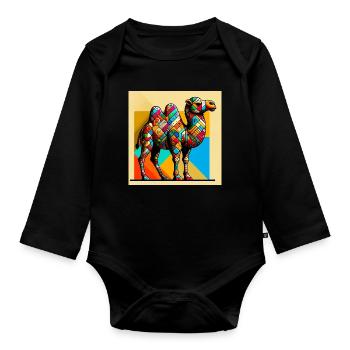 chameau - Body Bébé bio manches longues - noir - Devant