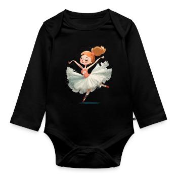 Ballerine danse en rose pastel - Body Bébé bio manches longues - noir - Devant