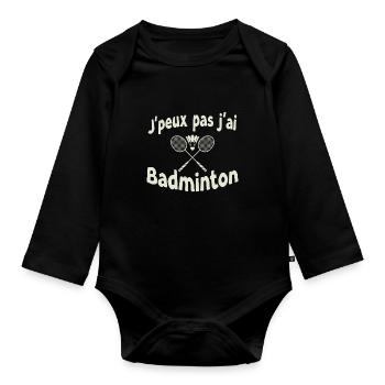 Ich habe kein Badminton - Baby Bio-Langarm-Body - Schwarz - Vorne