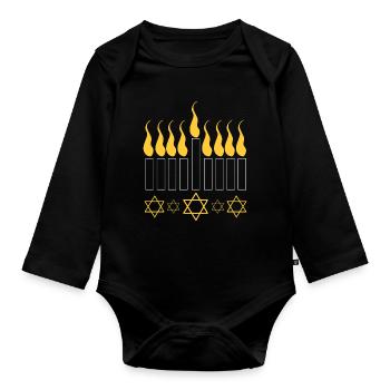 Chanukkah Hanukah Hanukkah - Organic Longsleeve Baby Bodysuit - black - Front
