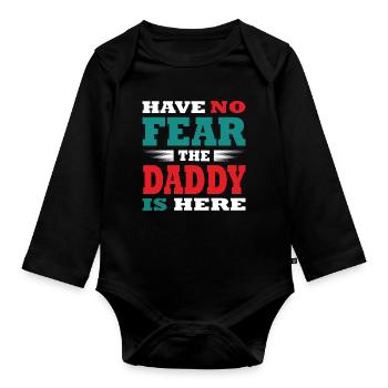 N’ayez pas peur que le papa soit là Tenue - Body Bébé bio manches longues - noir - Devant