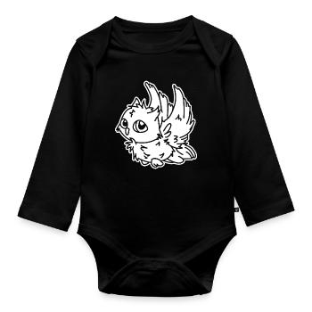 Hibou en vol – Motif hibou mystique oiseau de nuit - Body Bébé bio manches longues - noir - Devant