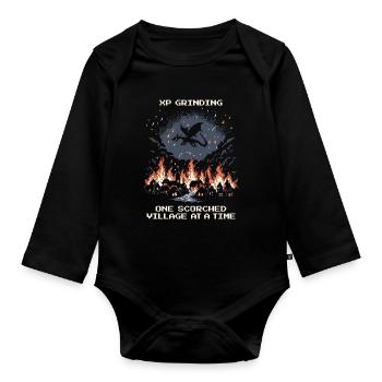 Grinding XP: Burned village by village | Dragon - Organic Longsleeve Baby Bodysuit - black - Front