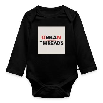 Urban Threads Logo Druck - Baby Bio-Langarm-Body - Schwarz - Vorne