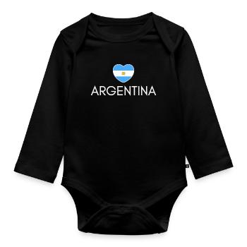 Cœur avec le drapeau argentin, j’aime l’Argentine - Body Bébé bio manches longues - noir - Devant