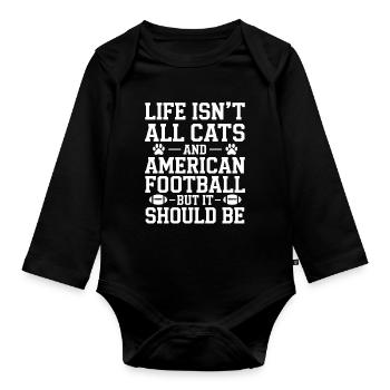 Football Dire Chats Drôle Football Cadeau - Body Bébé bio manches longues - noir - Devant