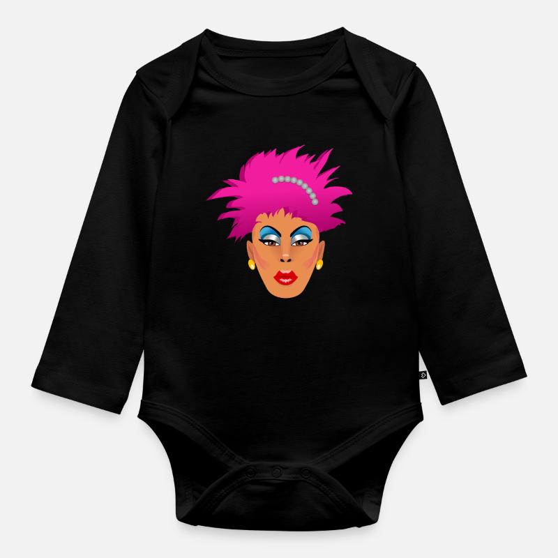 Drag Queen rose - Body Bébé bio manches longues - noir