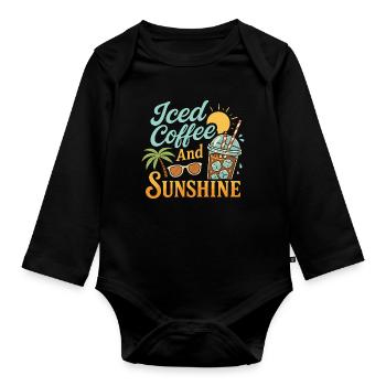 Iced coffee and sunshine - Organic Longsleeve Baby Bodysuit - black - Front
