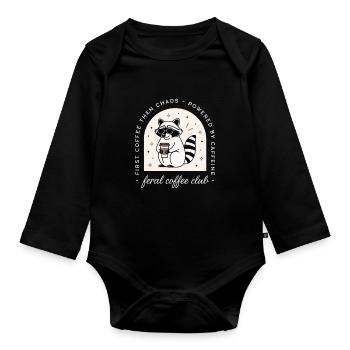 Kaffeeclub, lustig, wild, chaotisch, waschbär liebhaber - Baby Bio-Langarm-Body - Schwarz - Vorne