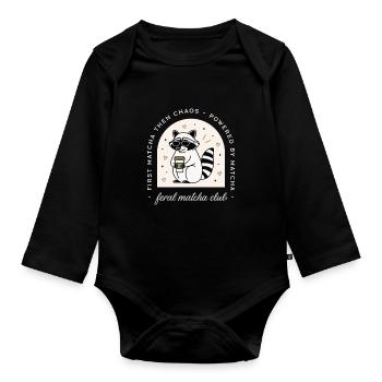 Matcha Club lustiger Tee wilde Waschbär Liebhaber - Baby Bio-Langarm-Body - Schwarz - Vorne