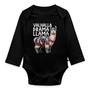 Valhalla Drama Llama - Organic Longsleeve Baby Bodysuit - black - Front
