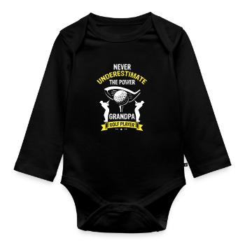 Never Underestimate Dad On The Golf Course - Baby Bio-Langarm-Body - Schwarz - Vorne