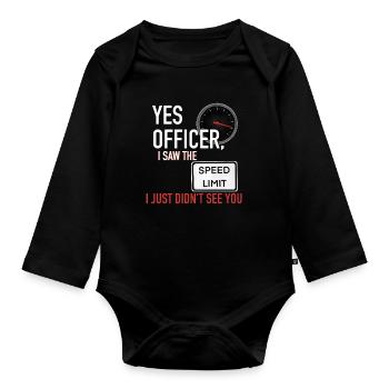 Yes Officer Funny Speeding Tee - Body Bébé bio manches longues - noir - Devant