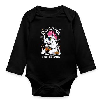 Ghoul Rhino Halloween Graphic - Organic Longsleeve Baby Bodysuit - black - Front