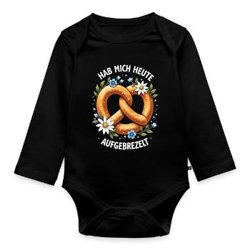 Pretzel dressed up Bavaria traditional costume bavarian funny - Organic Longsleeve Baby Bodysuit - black - Front