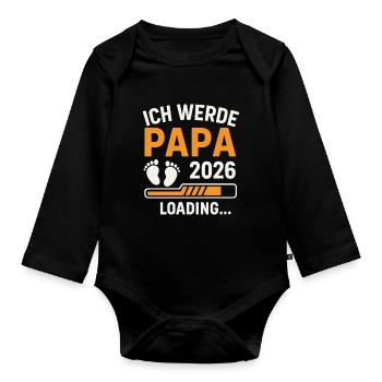 Future papa JE SERAI PAPA 2026 Drôle - Body Bébé bio manches longues - noir - Devant