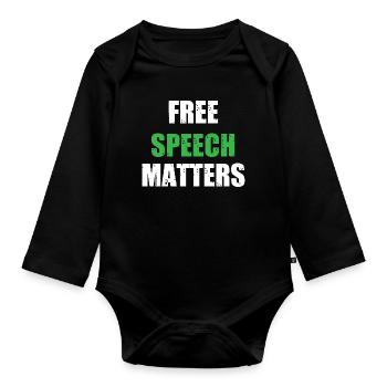 Freedom of speech matters - Organic Longsleeve Baby Bodysuit - black - Front