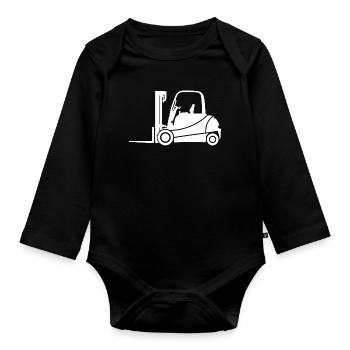 Silhouette de chariot élévateur : Transport et conducteur de chariot élévateur - Body Bébé bio manches longues - noir - Devant