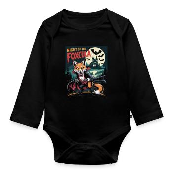 Fuchs Nacht am Schloss mit Vampiren - Baby Bio-Langarm-Body - Schwarz - Vorne