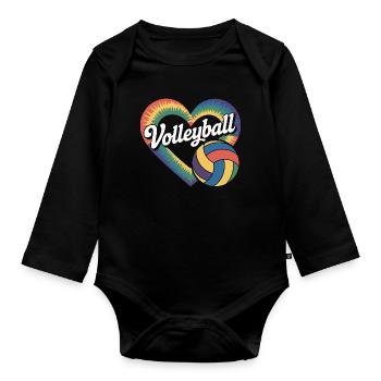 Volleyball Heart Volleyball Players - Organic Longsleeve Baby Bodysuit - black - Front