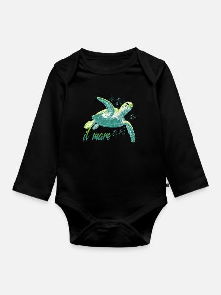 Il mare - Meereschildkröte Ozean - Baby Bio-Langarm-Body - Schwarz