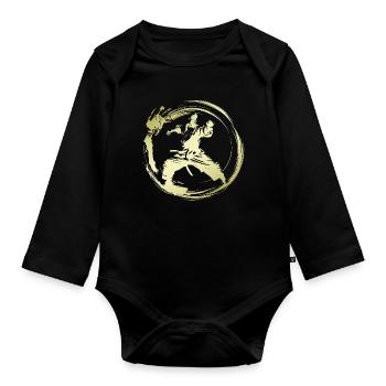 Karate Silhouette Fighter - Organic Longsleeve Baby Bodysuit - black - Front
