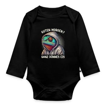 Guten Morgen Ganz Dünnes Eis Chamäleon Lustig - Organic Longsleeve Baby Bodysuit - black - Front