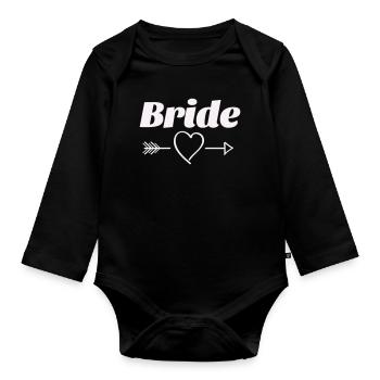 Conception de flèche de coeur de mariée - Body Bébé bio manches longues - noir - Devant