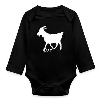 Chèvre G.O.A.T.  blanc - Body Bébé bio manches longues - noir - Devant