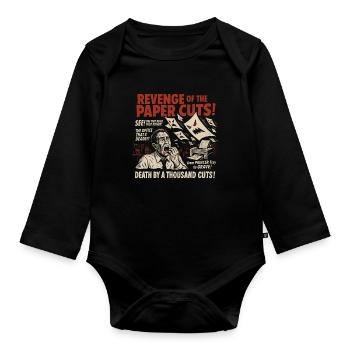 Revenge of the Paper Cuts Movie Poster Halloween - Organic Longsleeve Baby Bodysuit - black - Front