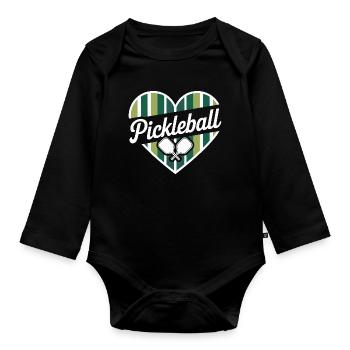 Pickleball - Body Bébé bio manches longues - noir - Devant