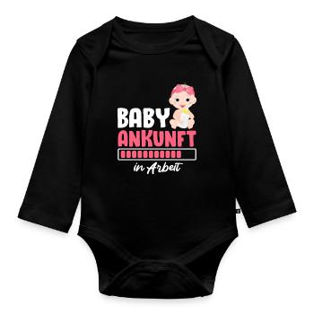 Bald Mama BABY ANKUNFT IN ARBEIT Lustiges - Baby Bio-Langarm-Body - Schwarz - Vorne