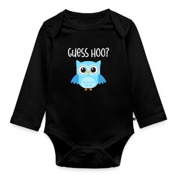 Eule Guess Hoo - Baby Bio-Langarm-Body - Schwarz - Vorne