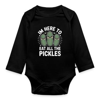 Concombres ici pour manger tous les cornichons - Body Bébé bio manches longues - noir - Devant